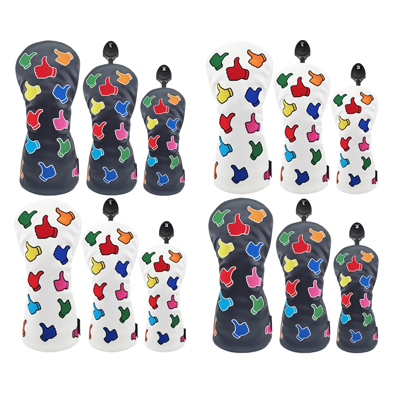 Premium Leather Golf Head Covers Set
